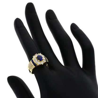 1.3ct Sapphire Diamond Ring K18 Yellow Gold  7.4g　Ladies