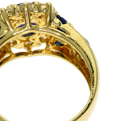 1.3ct Sapphire Diamond Ring K18 Yellow Gold  7.4g　Ladies
