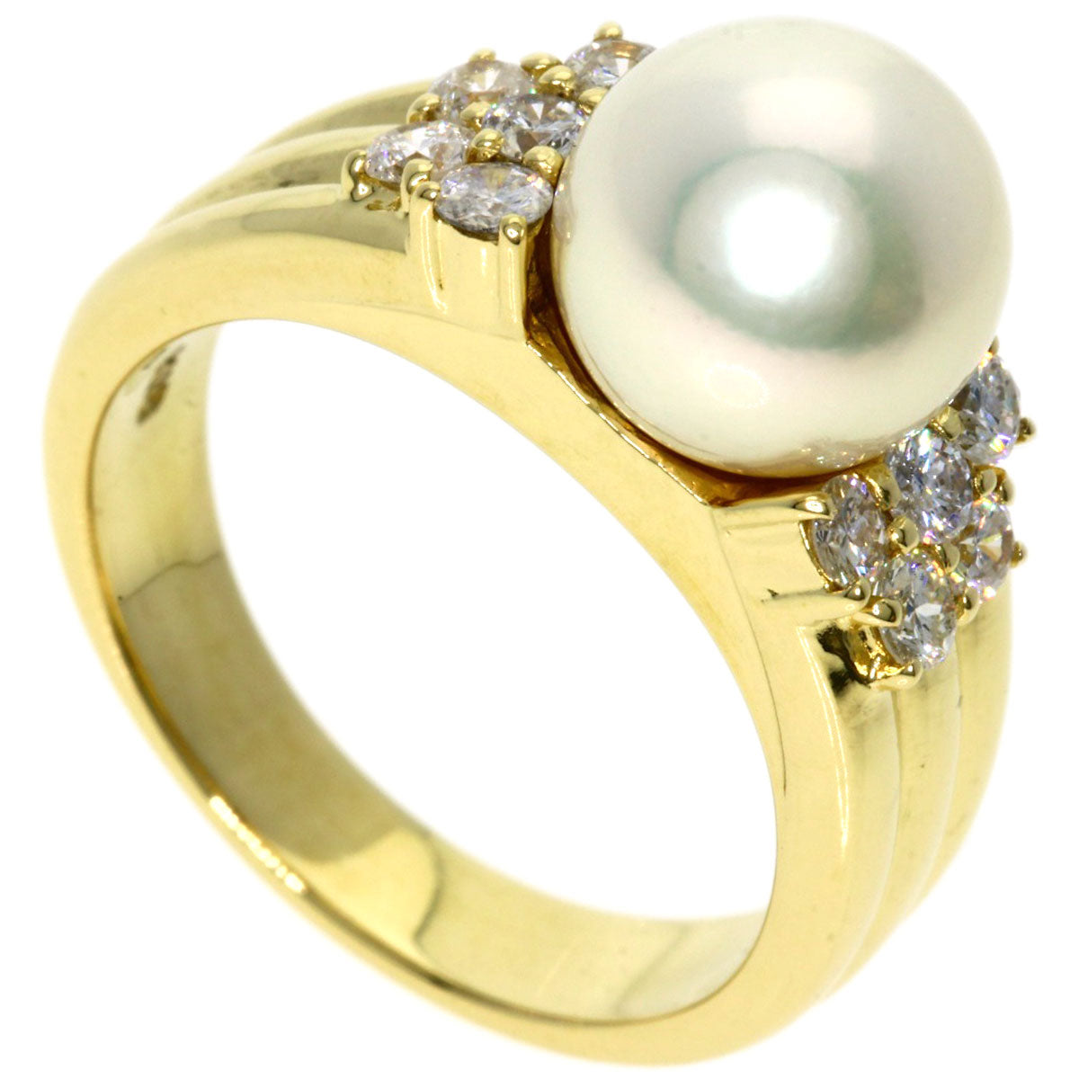 0.55ct Pearl Pearl Diamond Ring K18 Yellow Gold  8.6g　Ladies