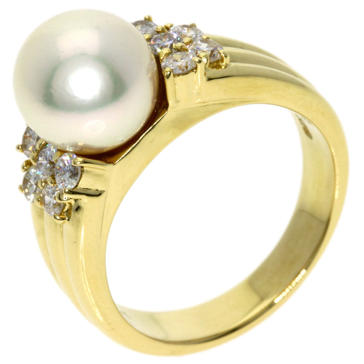 0.55ct Pearl Pearl Diamond Ring K18 Yellow Gold  8.6g　Ladies