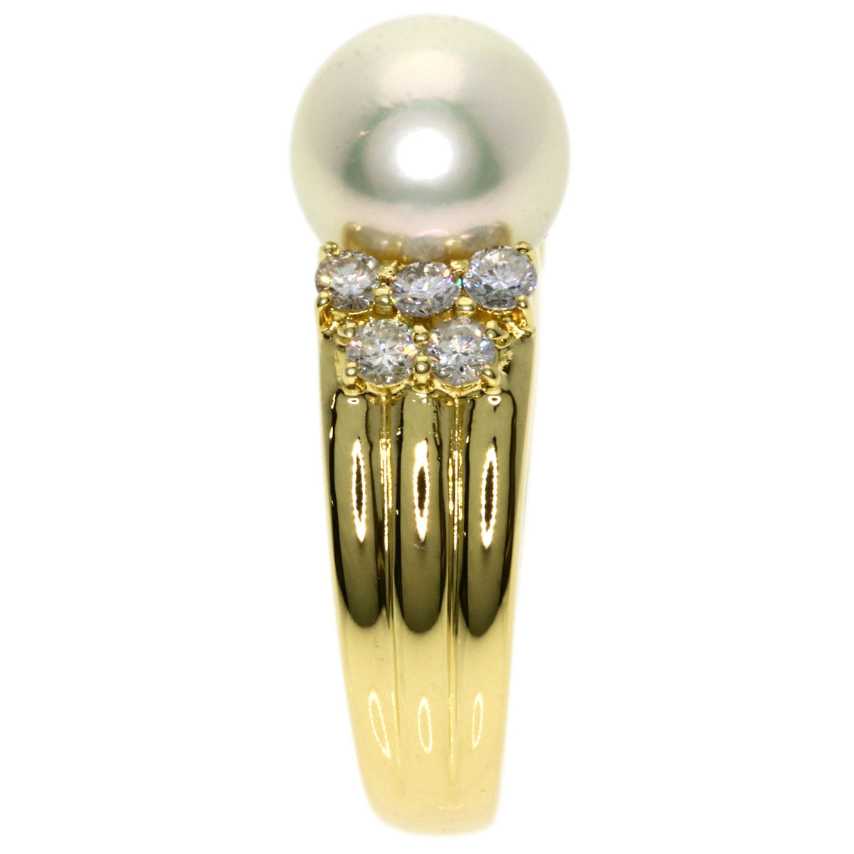0.55ct Pearl Pearl Diamond Ring K18 Yellow Gold  8.6g　Ladies