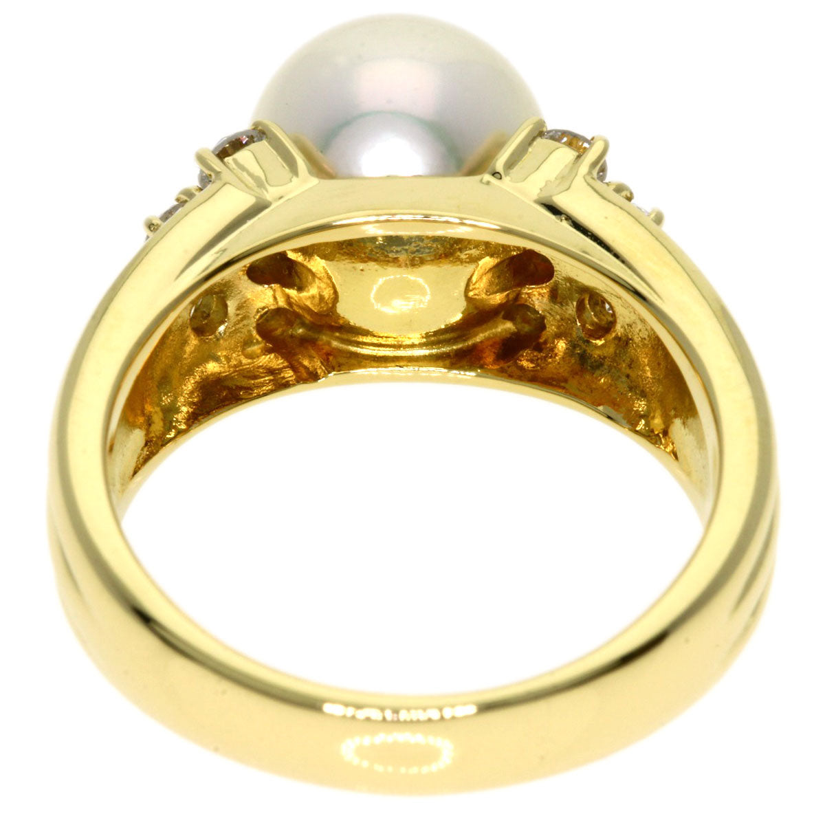 0.55ct Pearl Pearl Diamond Ring K18 Yellow Gold  8.6g　Ladies