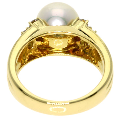 0.55ct Pearl Pearl Diamond Ring K18 Yellow Gold  8.6g　Ladies
