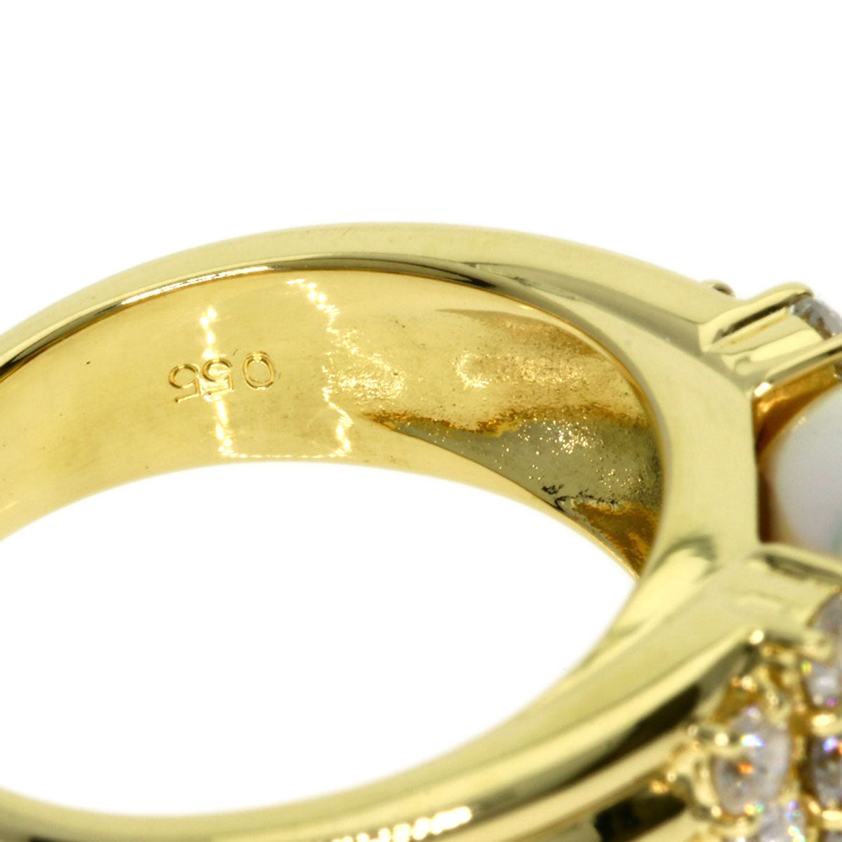 0.55ct Pearl Pearl Diamond Ring K18 Yellow Gold  8.6g　Ladies