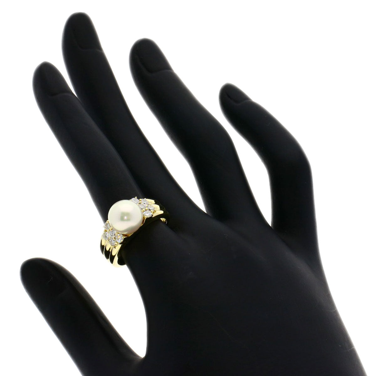 0.55ct Pearl Pearl Diamond Ring K18 Yellow Gold  8.6g　Ladies