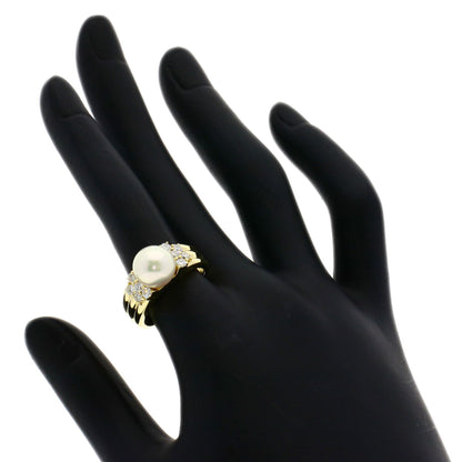 0.55ct Pearl Pearl Diamond Ring K18 Yellow Gold  8.6g　Ladies