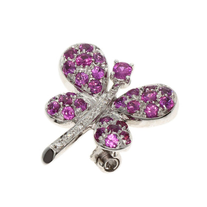 0.8ct Ruby Diamond butterfly motif Brooch K18 White Gold  3.96g　Ladies