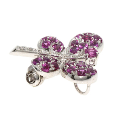 0.8ct Ruby Diamond butterfly motif Brooch K18 White Gold  3.96g　Ladies