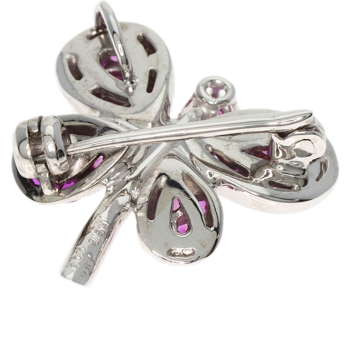 0.8ct Ruby Diamond butterfly motif Brooch K18 White Gold  3.96g　Ladies