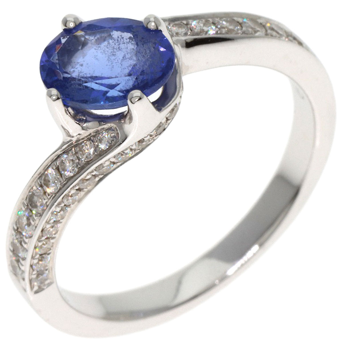 1.03ct Tanzanite Diamond Ring K18 White Gold  4g　Ladies