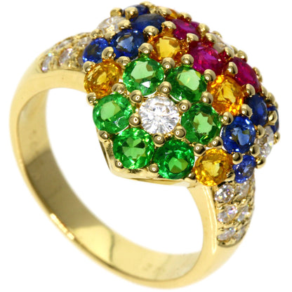 2.7ct Multi-colored stone Diamond Ring K18 Yellow Gold 5.9g　Ladies