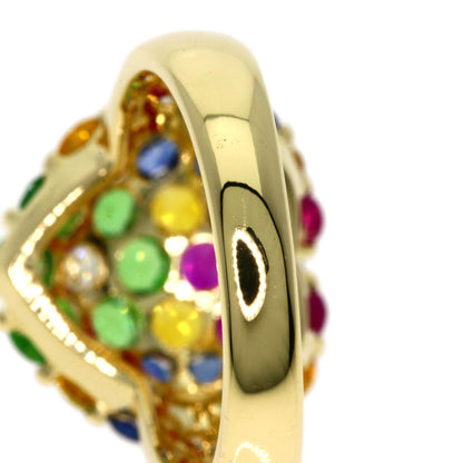 2.7ct Multi-colored stone Diamond Ring K18 Yellow Gold 5.9g　Ladies