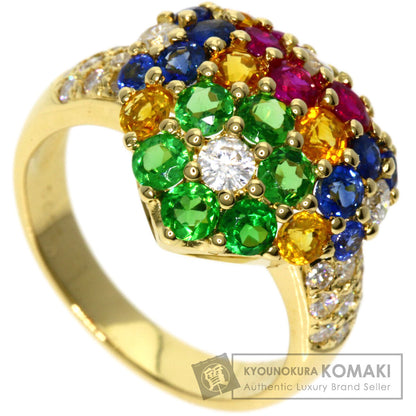 2.7ct Multi-colored stone Diamond Ring K18 Yellow Gold 5.9g　Ladies