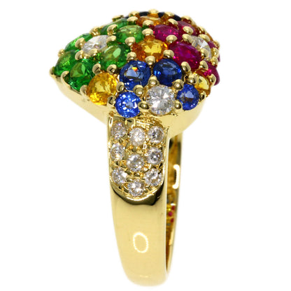 2.7ct Multi-colored stone Diamond Ring K18 Yellow Gold 5.9g　Ladies