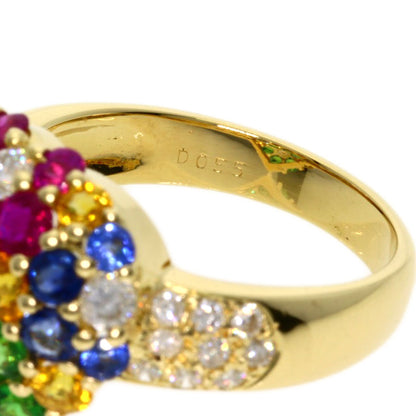 2.7ct Multi-colored stone Diamond Ring K18 Yellow Gold 5.9g　Ladies