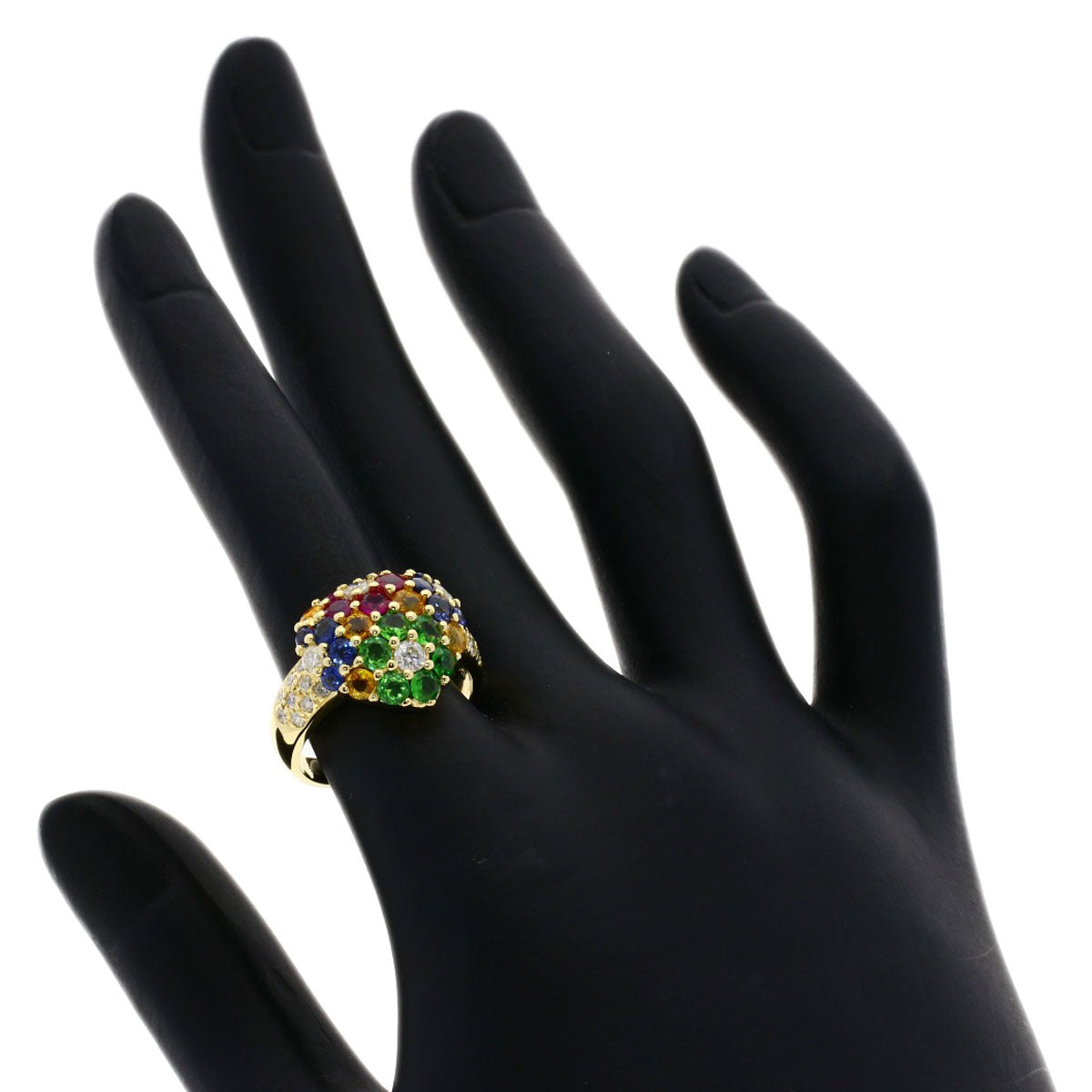 2.7ct Multi-colored stone Diamond Ring K18 Yellow Gold 5.9g　Ladies