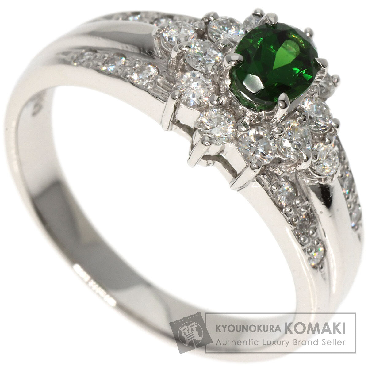 0.4ct Chrome Tourmaline Diamond Ring Platinum PT900  6.5g　Ladies
