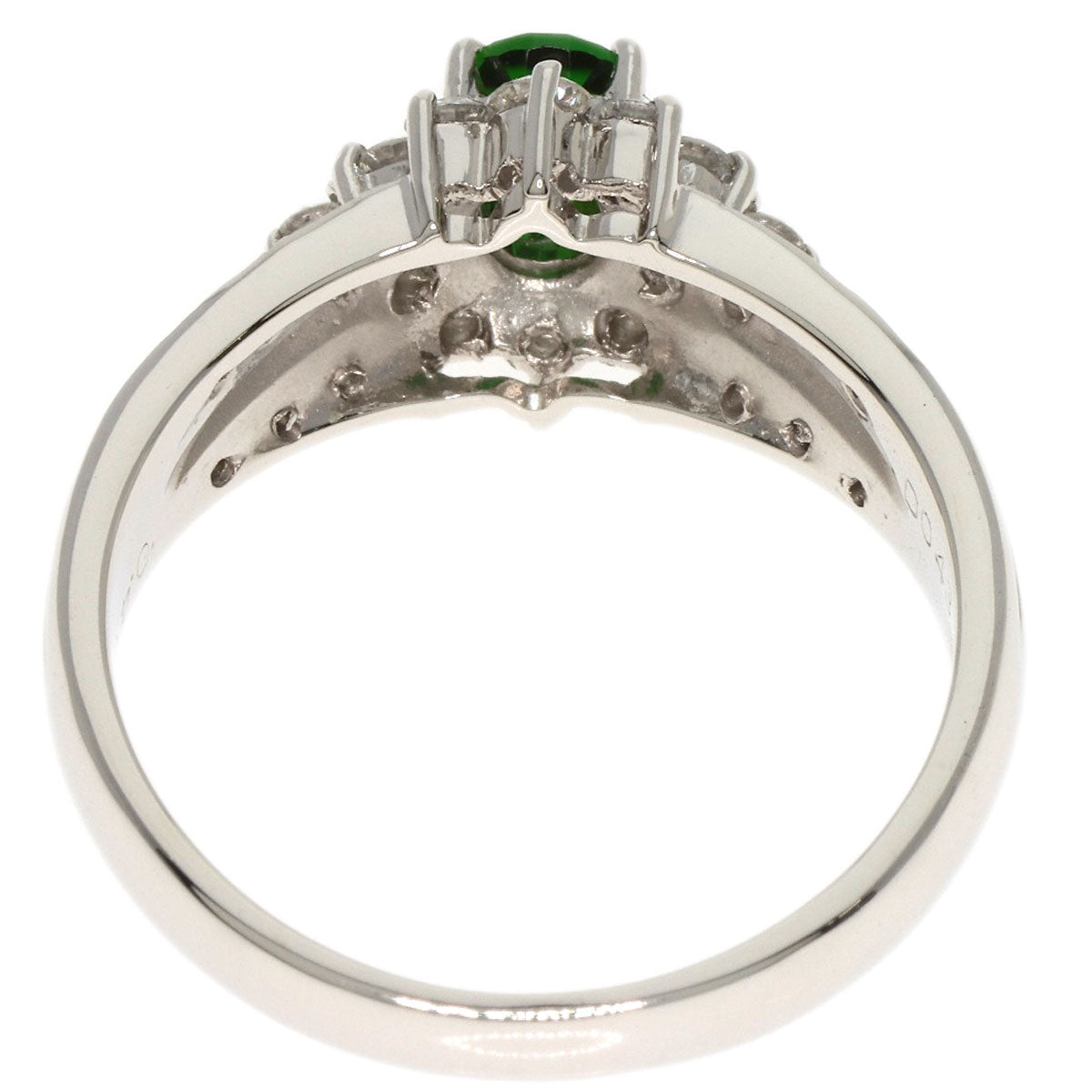0.4ct Chrome Tourmaline Diamond Ring Platinum PT900  6.5g　Ladies