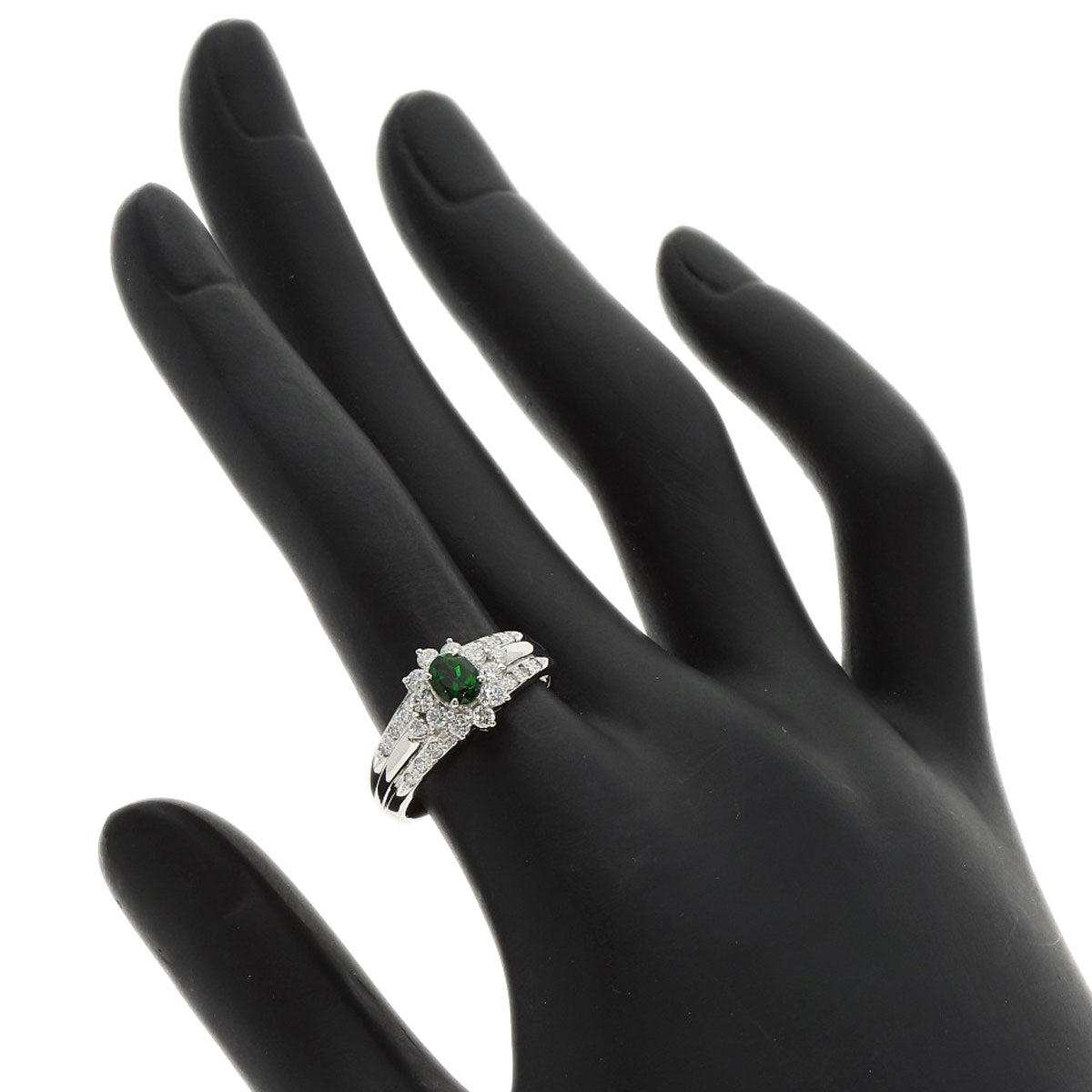 0.4ct Chrome Tourmaline Diamond Ring Platinum PT900  6.5g　Ladies