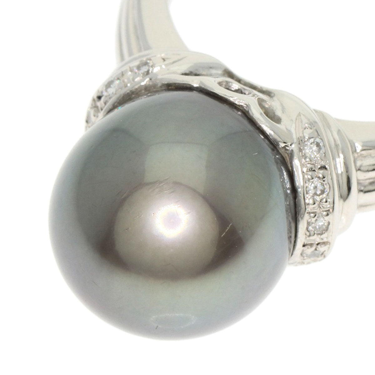 Tahitian Pearl Pearl Diamond Ring Platinum PT900  10.1g　Ladies