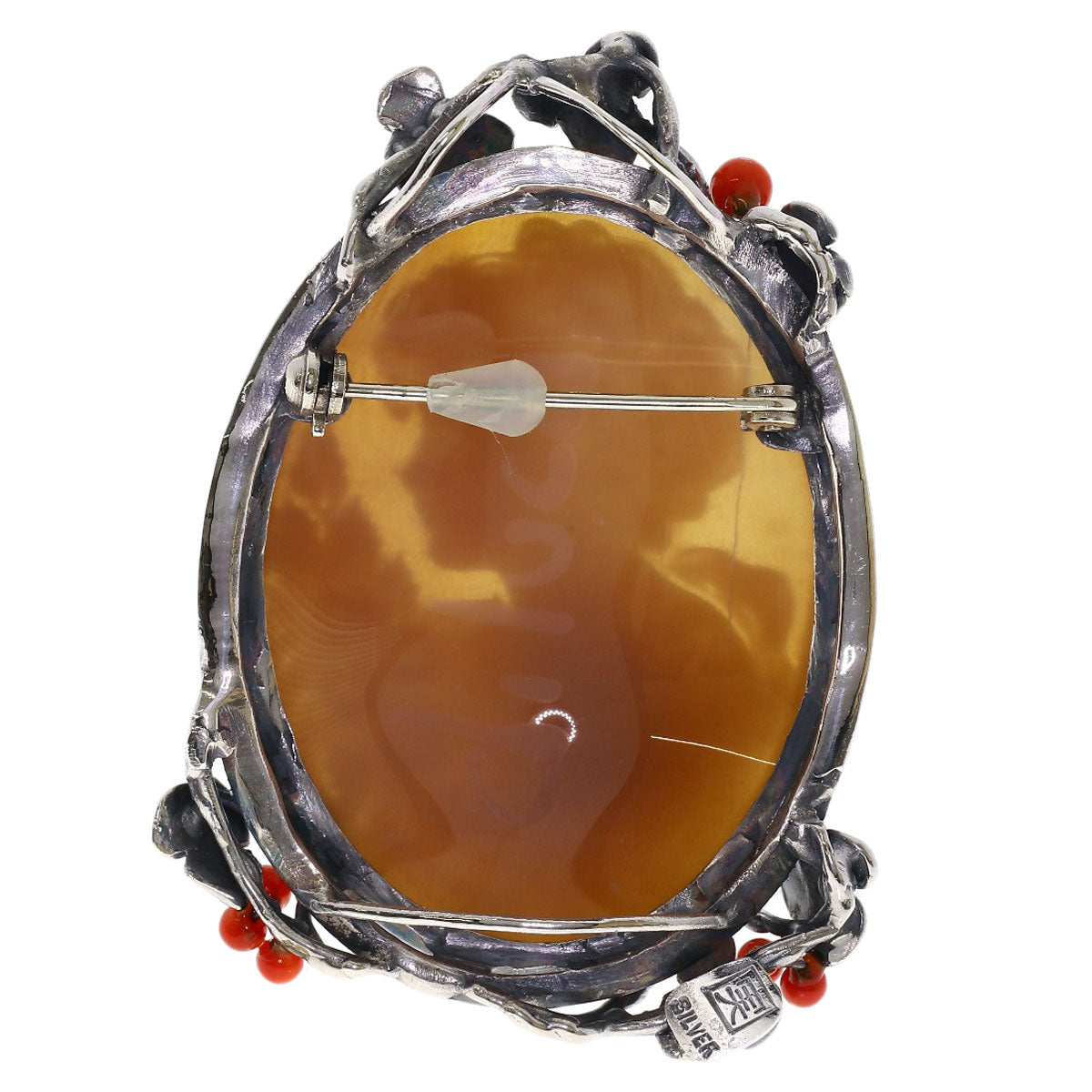 Giovanni Marrazzo Cameo Coral Coral Brooch Silver  20.1g　Ladies