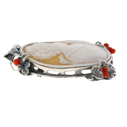 Giovanni Marrazzo Cameo Coral Coral Brooch Silver  20.1g　Ladies