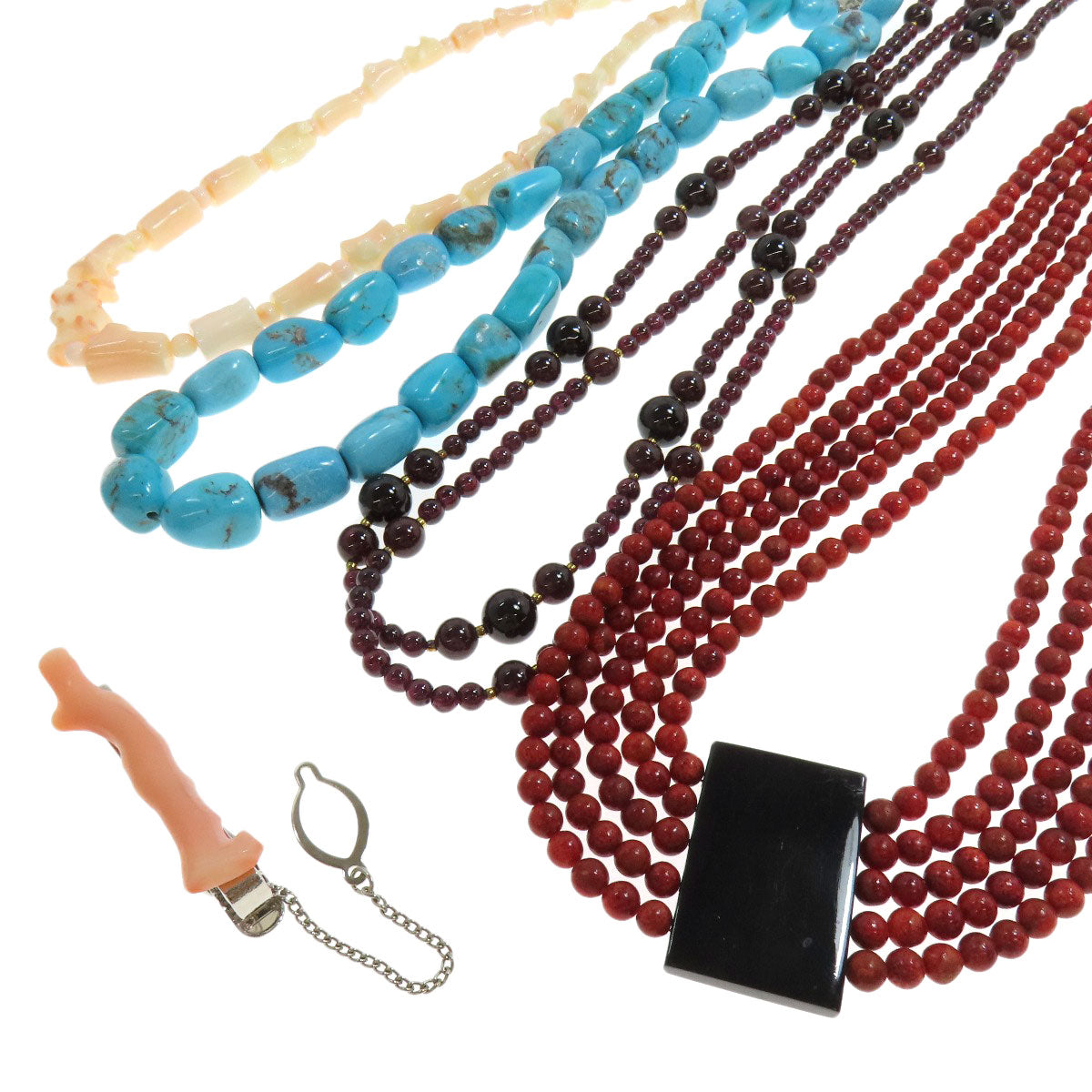 Turquoise Coral Coral 5 piece set Necklace Metal 53.1g　Ladies