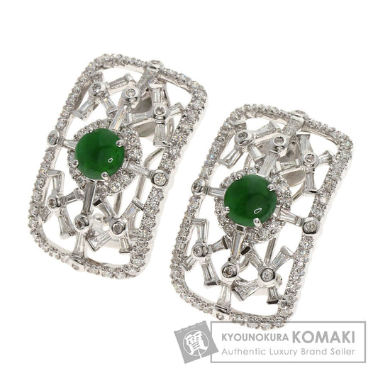 0.918ct Jade stone Jade Diamond earring K18 White Gold  15.2g　Ladies