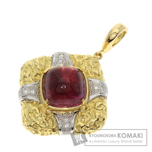 8.72ct Tourmaline Diamond Pendant top K18 Yellow Gold PT900 13.9g　Ladies