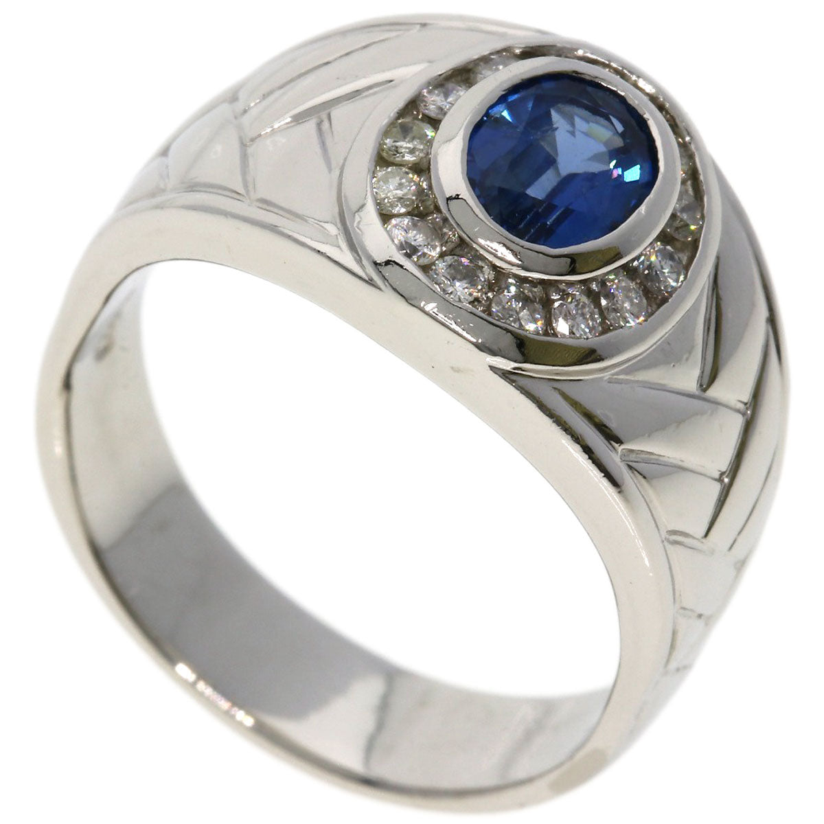 1.1ct Sapphire Diamond Ring Platinum PT900 16.7g　Ladies