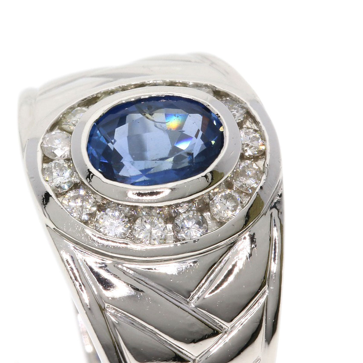 1.1ct Sapphire Diamond Ring Platinum PT900 16.7g　Ladies