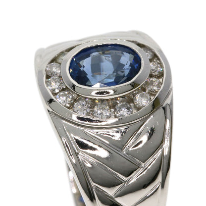 1.1ct Sapphire Diamond Ring Platinum PT900 16.7g　Ladies