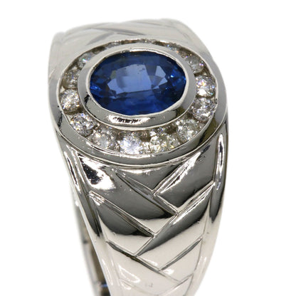 1.1ct Sapphire Diamond Ring Platinum PT900 16.7g　Ladies