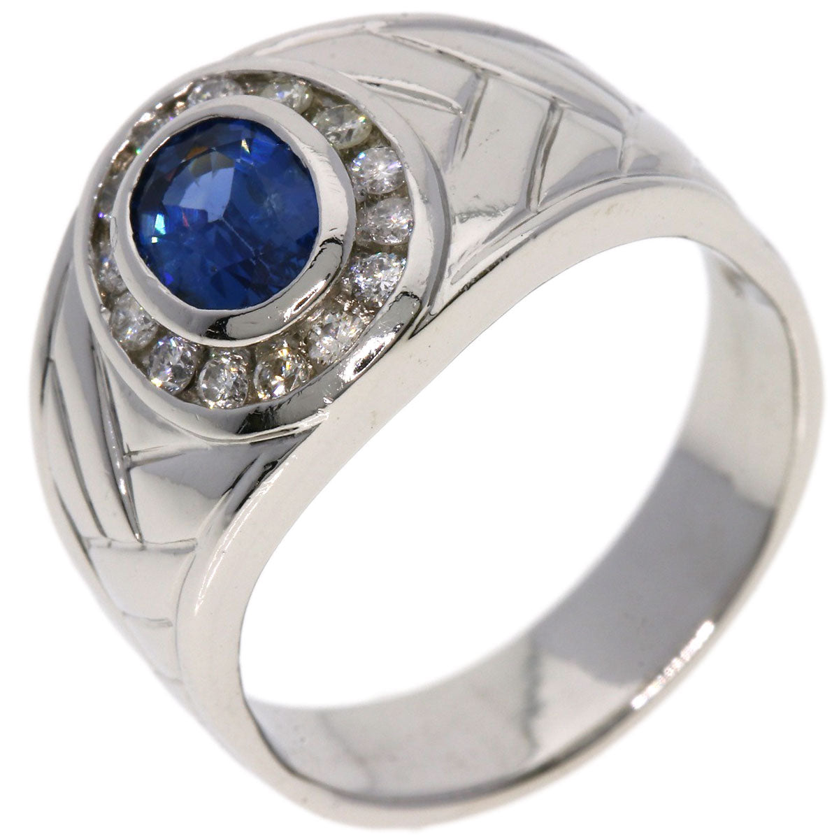 1.1ct Sapphire Diamond Ring Platinum PT900 16.7g　Ladies