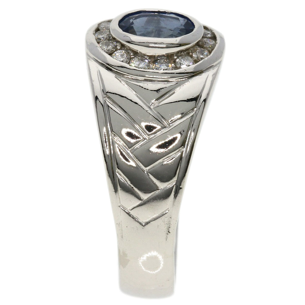 1.1ct Sapphire Diamond Ring Platinum PT900 16.7g　Ladies