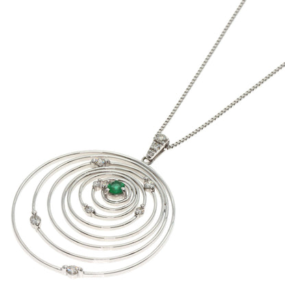 0.18ct Emerald Diamond Necklace K18 White Gold  5.4g　Ladies