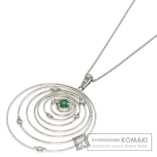 0.18ct Emerald Diamond Necklace K18 White Gold  5.4g　Ladies