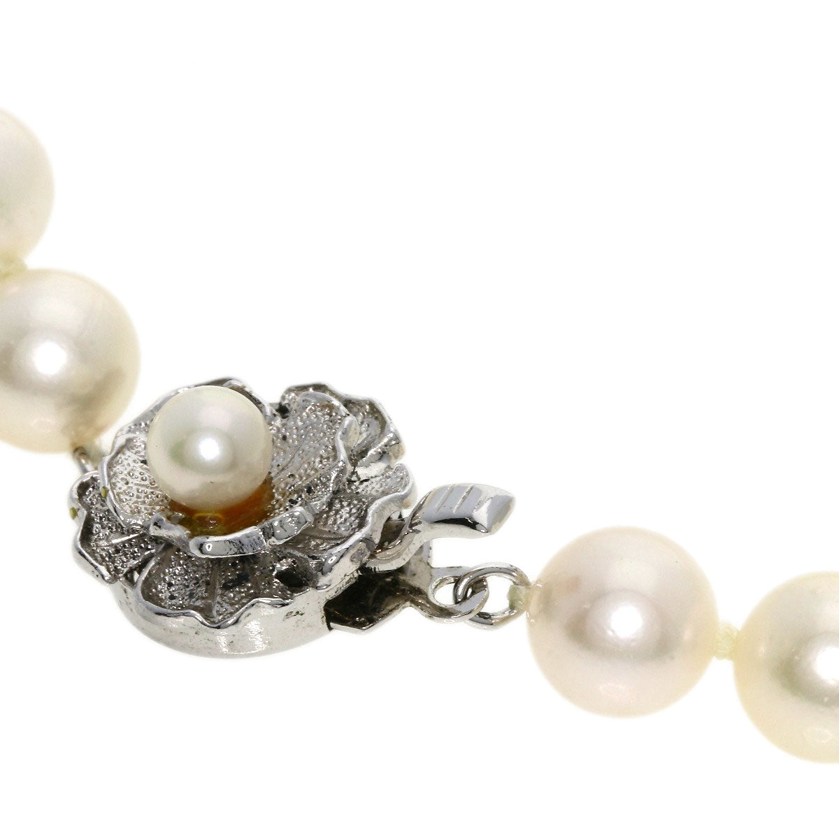 Akoya Pearl Pearl Diamond Earring and Ring 3-piece set Necklace Silver  37.6g　Ladies