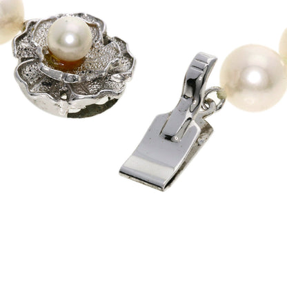 Akoya Pearl Pearl Diamond Earring and Ring 3-piece set Necklace Silver  37.6g　Ladies