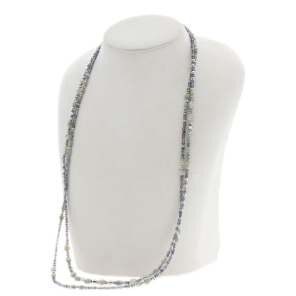 2 colored stones Necklace K14 White Gold  24.5g　Ladies