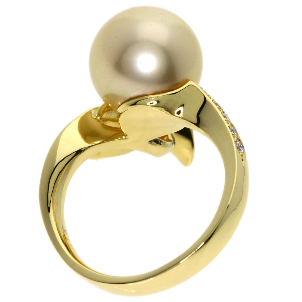 0.14ct Pearl Pearl Ring K18 Yellow Gold  7.4g　Ladies