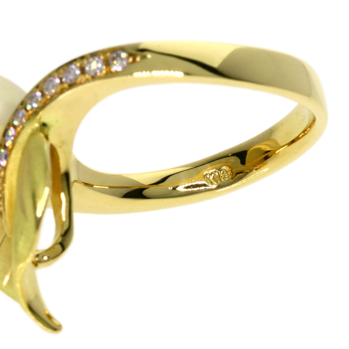 0.14ct Pearl Pearl Ring K18 Yellow Gold  7.4g　Ladies