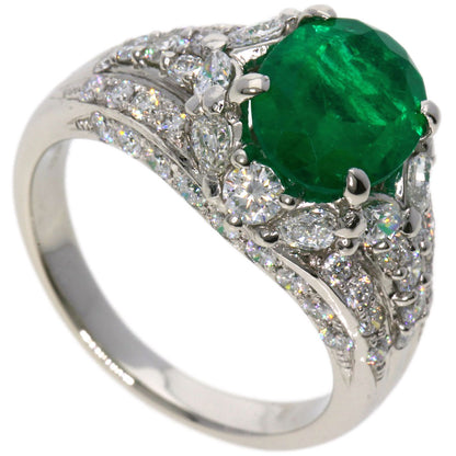 2.01ct Emerald Diamond Ring Platinum PT900  9.5g　Ladies