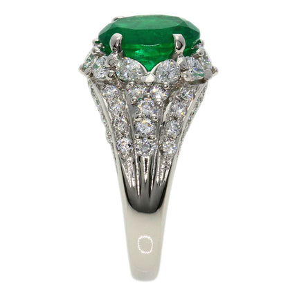 2.01ct Emerald Diamond Ring Platinum PT900  9.5g　Ladies