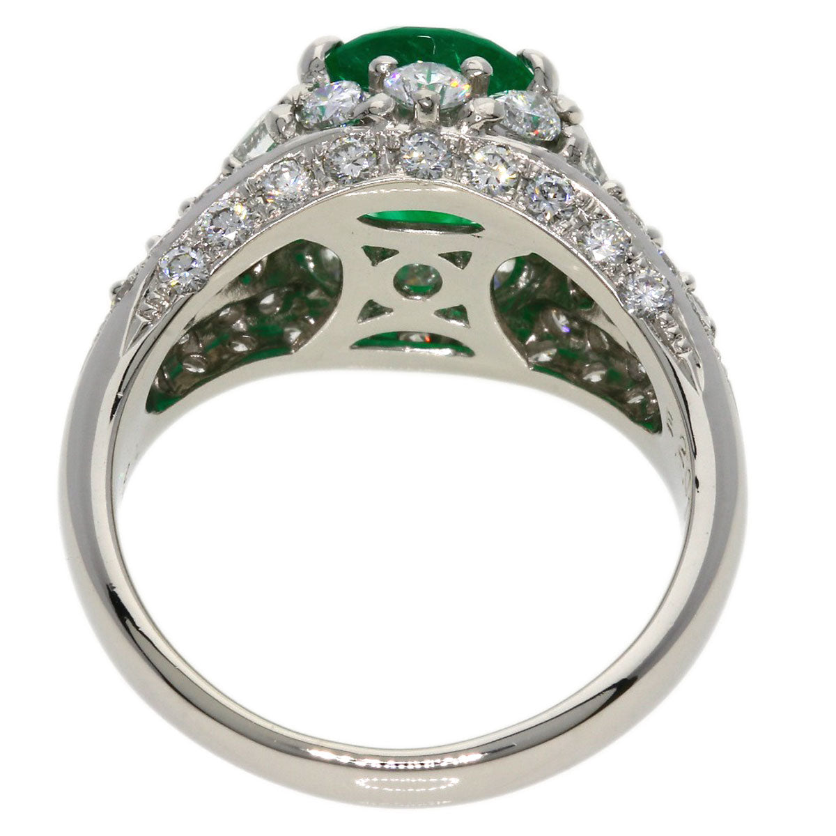 2.01ct Emerald Diamond Ring Platinum PT900  9.5g　Ladies
