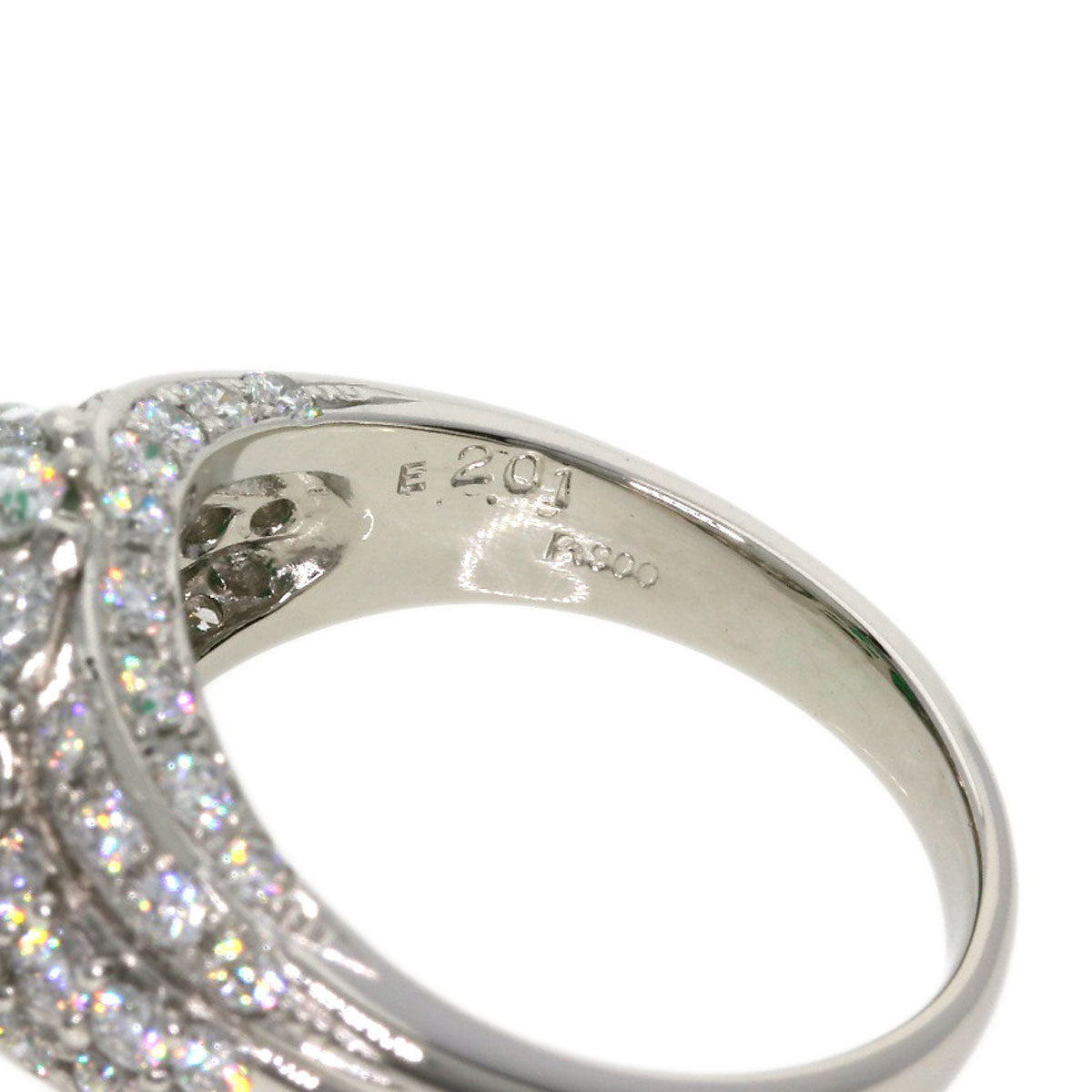 2.01ct Emerald Diamond Ring Platinum PT900  9.5g　Ladies