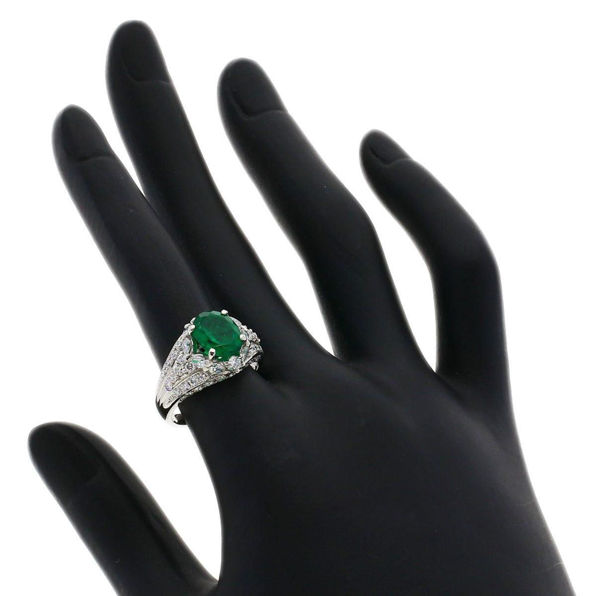 2.01ct Emerald Diamond Ring Platinum PT900  9.5g　Ladies