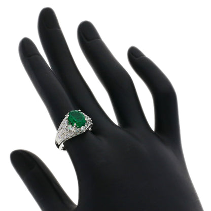 2.01ct Emerald Diamond Ring Platinum PT900  9.5g　Ladies