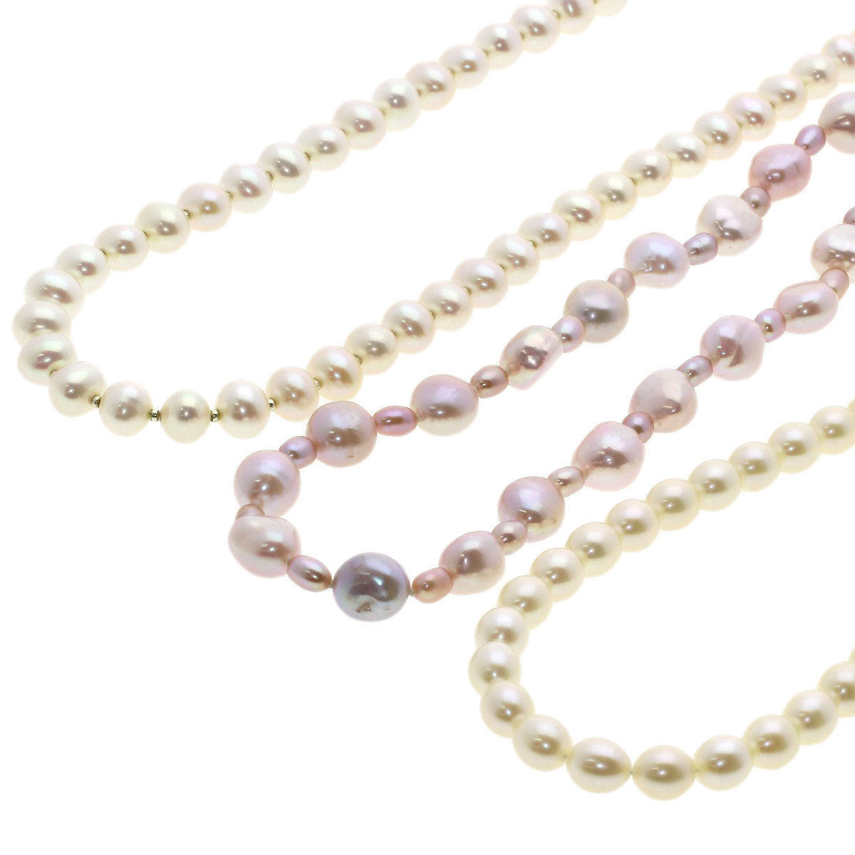 Tamsui Pearl Pearl 3-piece set Necklace Metal 74.5g　Ladies
