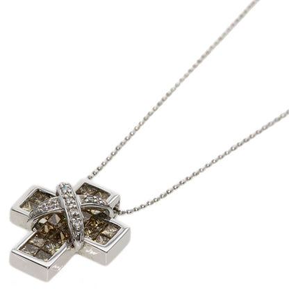 1.2ct Diamond cross Necklace K18 White Gold  5.2g　Ladies